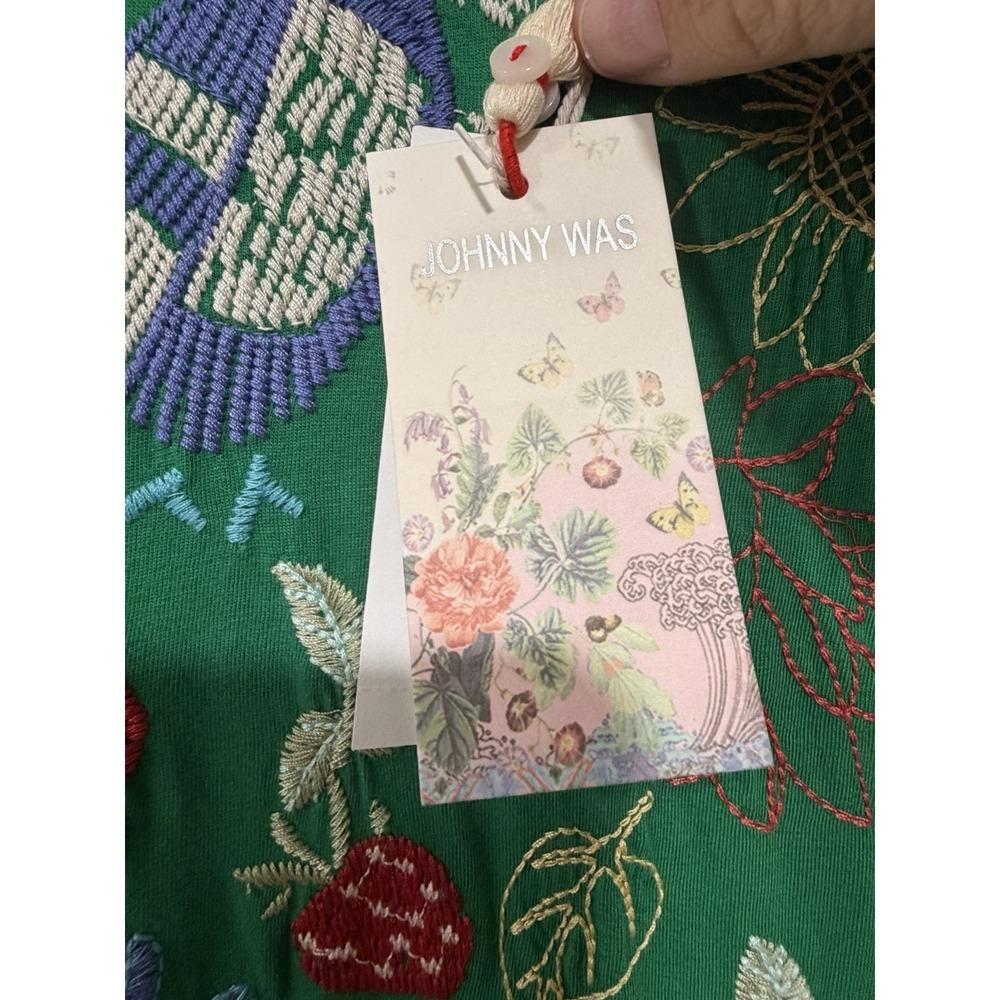 Johnny Was NWT Woman's XS Asymmetric Ruffle Flounce SS Dress- Cora Embroidered - Picture 6 of 14